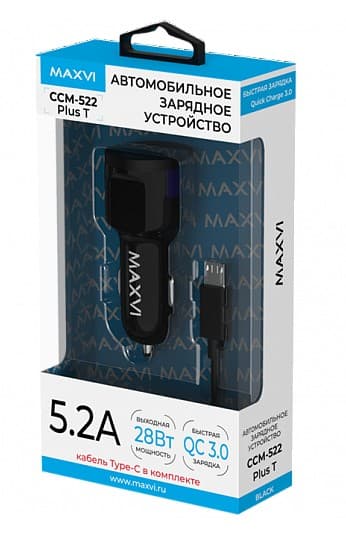 Main image of Maxvi CCM-522 Plus T 2USB для Type-C 5.2A, 28W