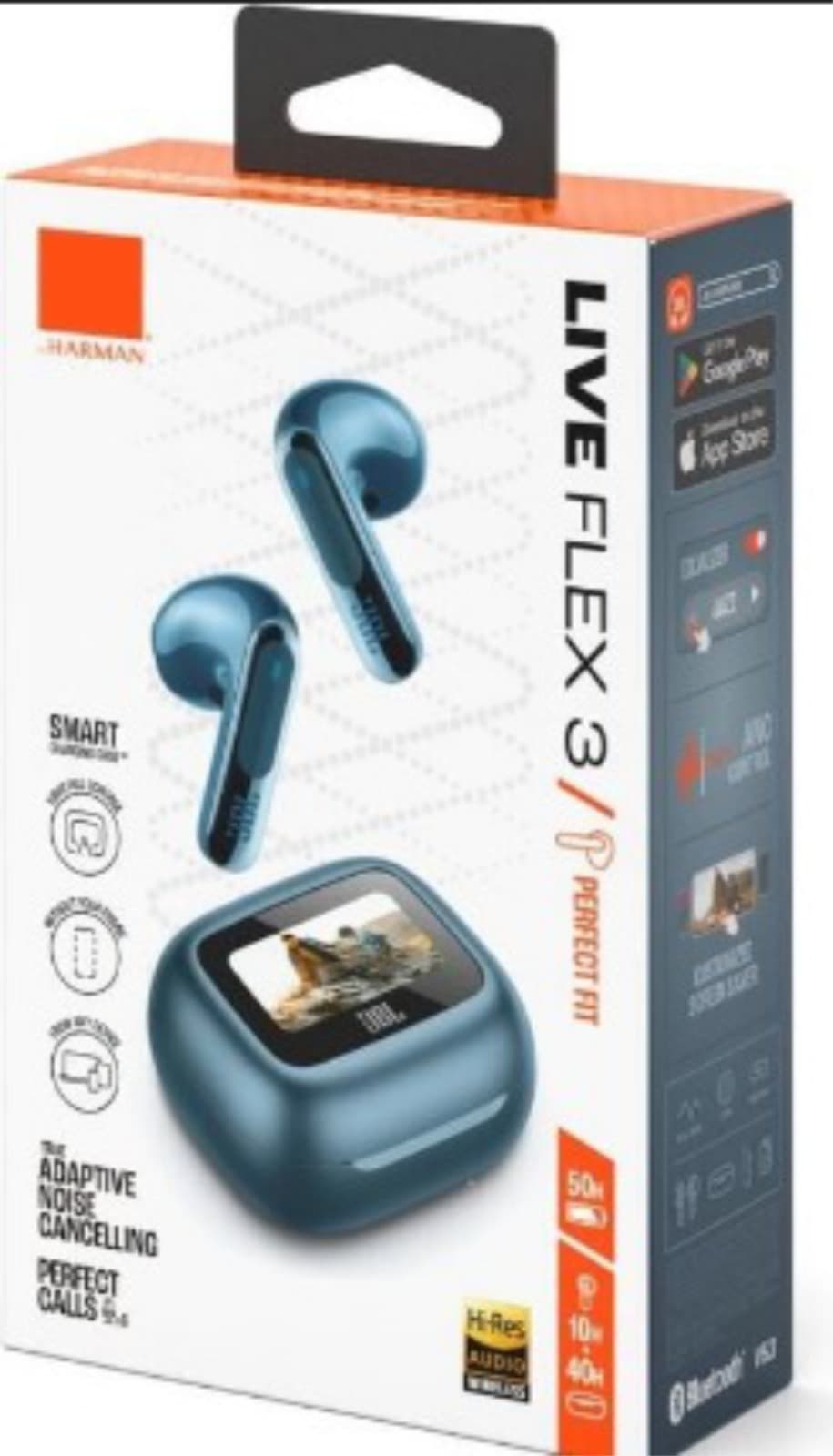 FCO LIVE BEAM 3 с дисплеем (синий), BT 5.3,шумопод. есть, емк. акб mAh(науш/кейс) ~45 / 450, Type-C, IPX5, кодек SBC, кол. микр 4